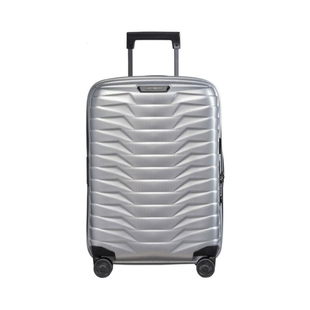 Samsonite Maleta Proxis Cabina Expandible 55X40X20/23 Cms Capacidad 38/44 Litros Ultra Resistente y Ligera 2.3 Kilos USB color Plata