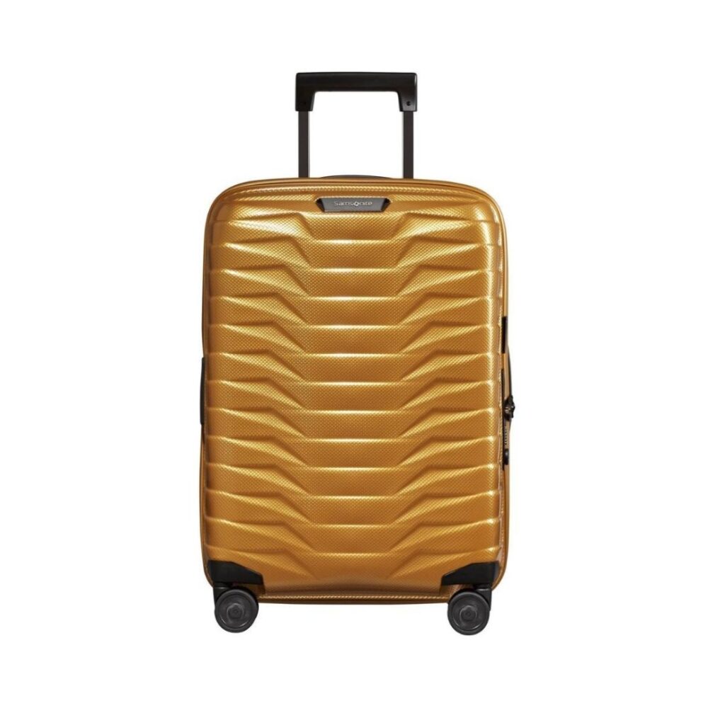 Samsonite Maleta Proxis Cabina Expandible 55X40X20/23 Cms Capacidad 38/44 Litros Ultra Resistente y Ligera 2.3 Kilos USB color Honey Gold